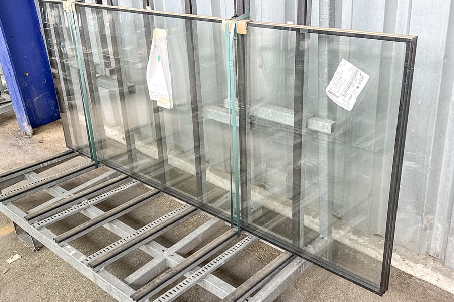 2 Fenstergläser, je 2-fach verglast, ca. 3,5 m2